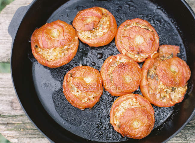 Pomodori stufati in padella — Foto stock