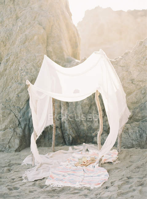 Fabric handmade sun awning — Stock Photo