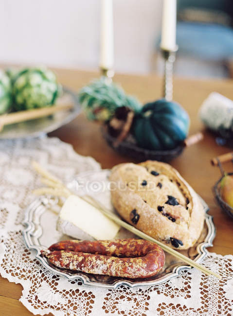 Table setting with natural organic food — Stock Photo