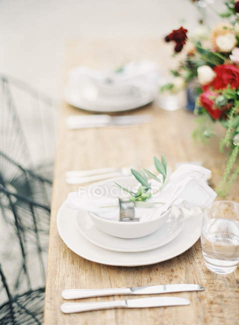 Napkin decorated with plants — Stock Photo