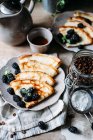 Tasty pancakes with blackberries — Stock Photo