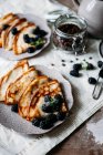 Tasty pancakes with blackberries — Stock Photo