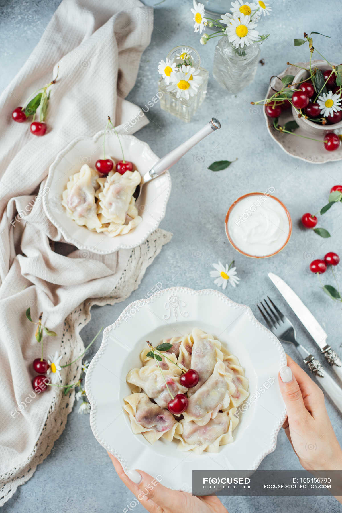 Cherry Dumplings On Plate Cooking Food Stock Photo 165456790