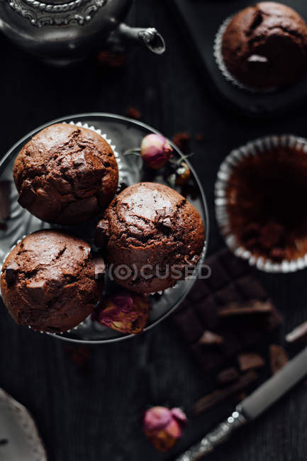 Chocolate dark muffins — Stock Photo