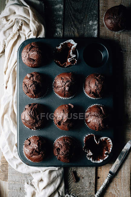 Muffins de chocolate escuro — Fotografia de Stock