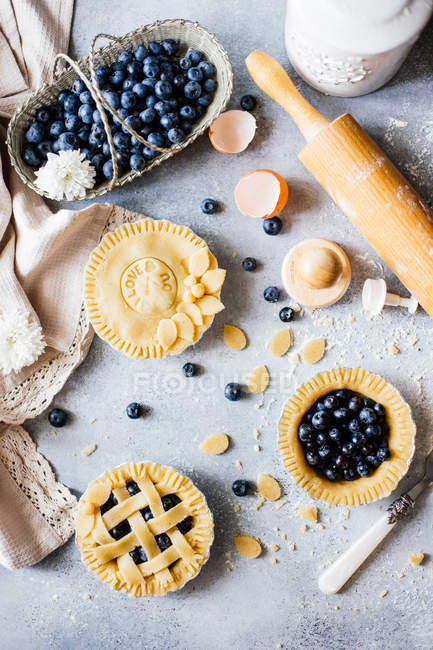 Homemade blueberry pies — Stock Photo