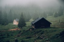 Дерев'яні будинки на схилі гори — стокове фото