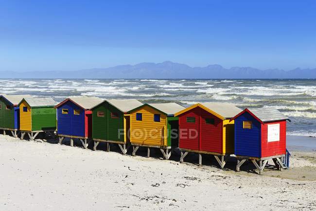 Colorful Beach Cottages On Sandy Muizenberg False Bay Colorful Beach Cottages On Sandy Muizenberg False Bay Western Cape South
