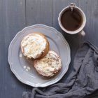 Almond buns with white sugar glaze — Stock Photo