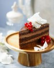Chocolate cake on stand — Stock Photo