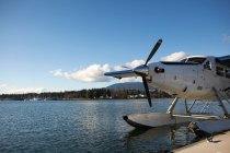 Seaplane moored in harbour — Stock Photo