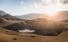 Sunlit landscape at Ubehebe Crater — Stock Photo