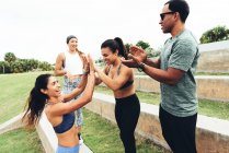 Women celebrating workout — Stock Photo