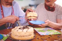 Жінки, що подають торт на день народження — стокове фото