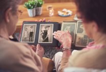 Жінки дивляться на старий фотоальбом — стокове фото