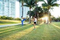 Young women exercising outdoors — Stock Photo