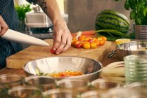 Chef chopping vegetables — Stock Photo