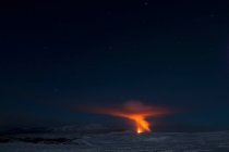 Fimmvorduhals volcano erupting at night — Stock Photo