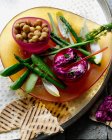 Tray with beetroot dip — Stock Photo