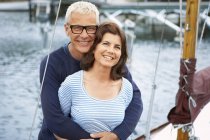 Middle aged couple on an old boat — Stock Photo