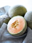 Close up shot of halved ripe melon — Stock Photo