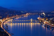 Veduta aerea di Budapest e del Danubio — Foto stock