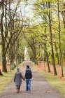 Пара прогулок вместе в парке — стоковое фото