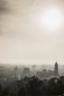 Aerial view of malaga city in mist, spain — Stock Photo