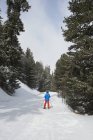 Persona sciare su pendio innevato — Foto stock