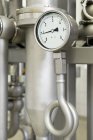 Closeup shot of pressure gauge in factory — Stock Photo