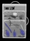 Рентген чемодана с гранатами и ножом — стоковое фото