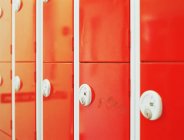 Red school lockers, close up shot — Stock Photo