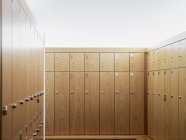 Lockers in gym locker room, front view — Stock Photo