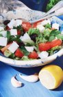 Грецький салат в тарілці — стокове фото