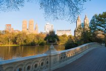 View of lake from bow bridge, Central Park, New York, USA — Stock Photo