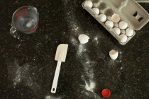 Kitchen counter with egg box — Stock Photo