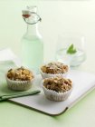 Tray of oat bran muffins — Stock Photo