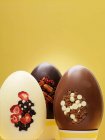 Ornate chocolate eggs — Stock Photo