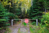 Stop sign on gate — Stock Photo