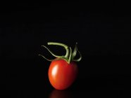 Спелый помидор на черном — стоковое фото