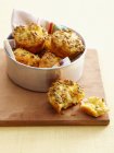 Bowl of cornbread muffins — Stock Photo