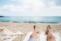 Blick auf den Strand von Liegestühlen, Lanai City, Hawaii, USA — Stockfoto