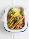 Bowl of fish tacos — Stock Photo