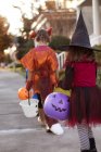 Rear view of children going trick or treating — Stock Photo