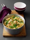 Pot of chicken and rice — Stock Photo