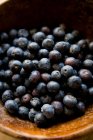 Close up of blueberries pile in bowl — Stock Photo