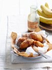 Plate of coconut banana fritters — Stock Photo