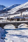 Вид з зимовим пейзажем, Енгадині (Швейцарія) — стокове фото