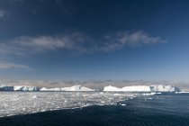 Vista panorâmica do gelo do mar e icebergs, Ilulissat icefjord, Disko Bay, Groenlândia — Fotografia de Stock