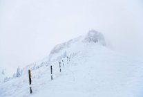 Cerca rural oscurecida por la nieve - foto de stock